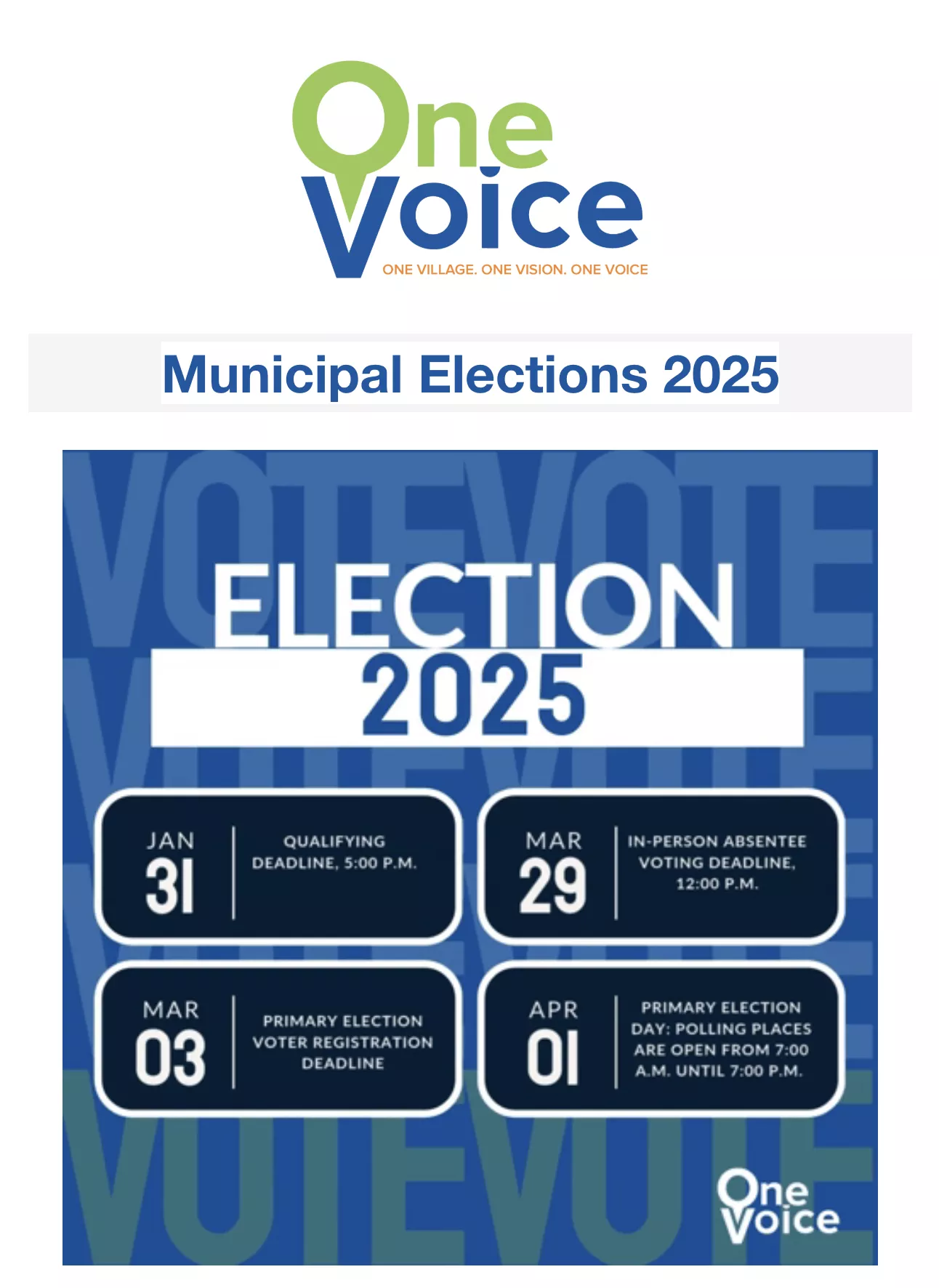 One Voice Election 2025
