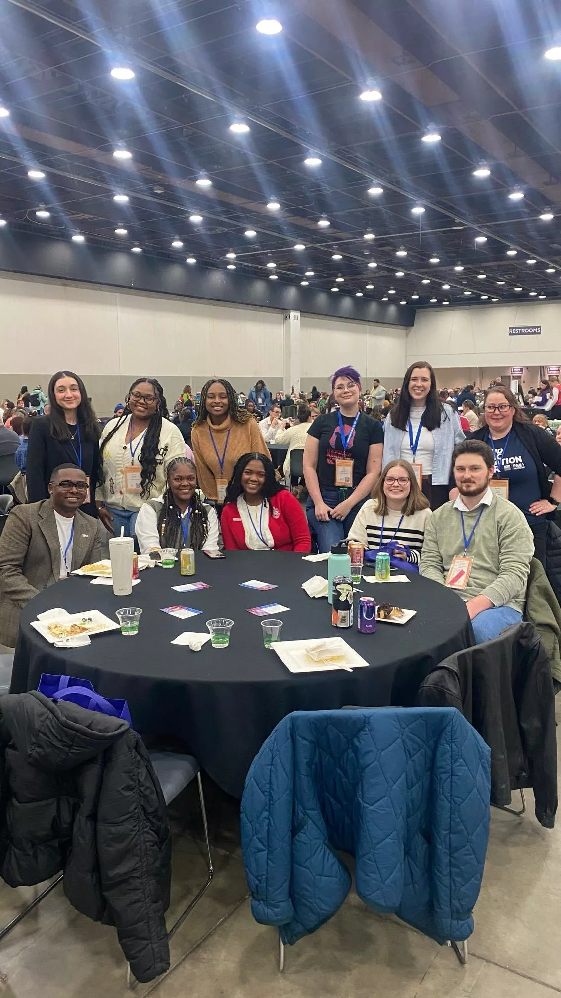 MAE Aspiring Educators, Ka'Mya Williams and Paige Hodges, join NEA Aspiring Educators for lunch, discussing strategies to ensure classroom success and advocate for equitable public education.