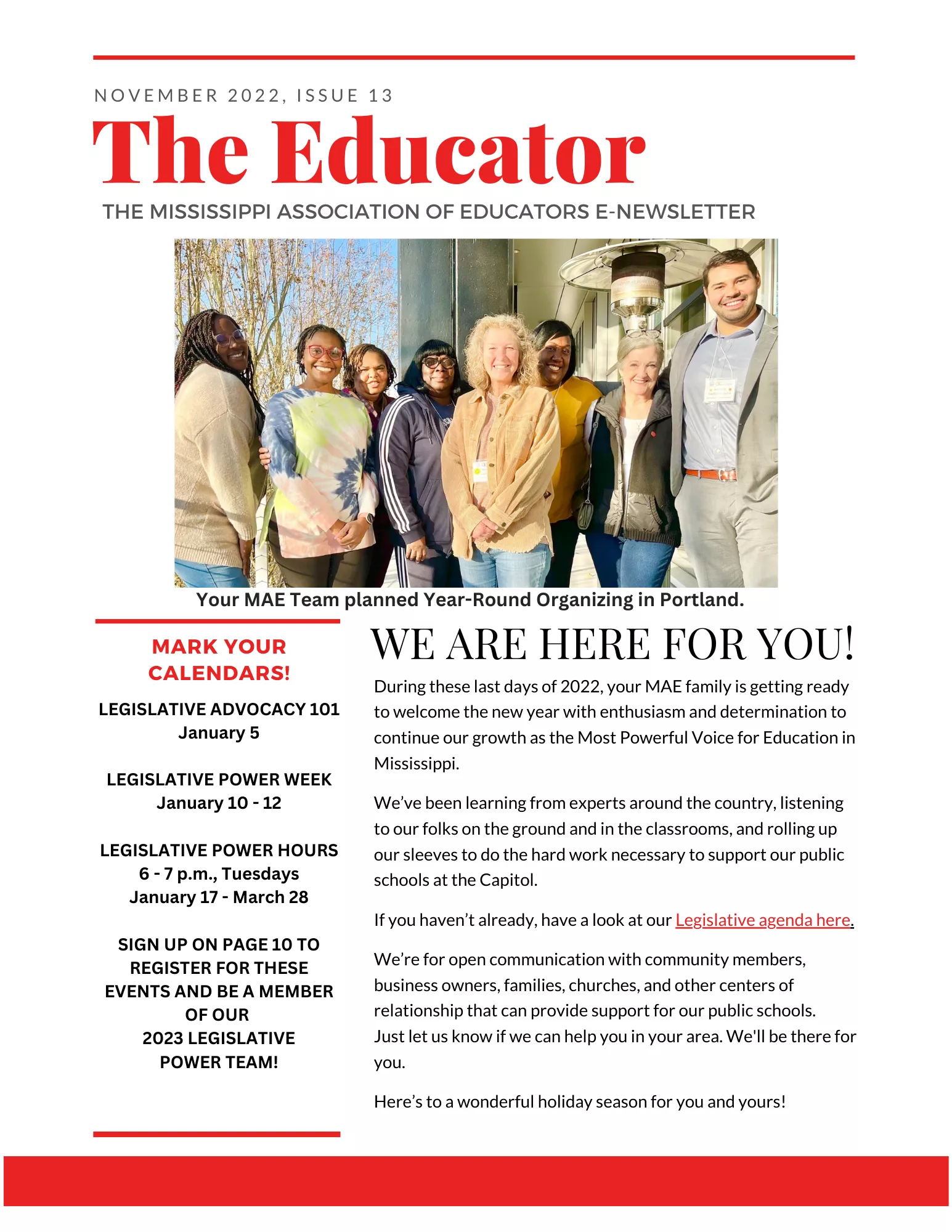 Here's your online copy of the November 2022 THE EDUCATOR!