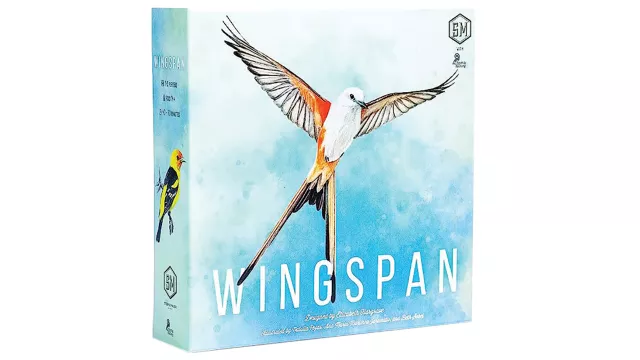 Wingspan game box cover features a photo of a flycatcher